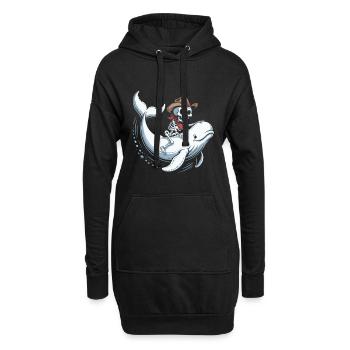 Crâne de cow-boy sur béluga - Sweat-shirt à capuche long Femme - noir - Devant