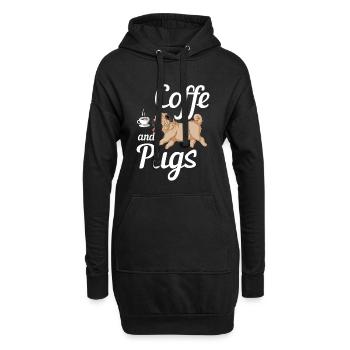Kaffee und Möpse Tee - Hoodie-Kleid - Schwarz - Vorne