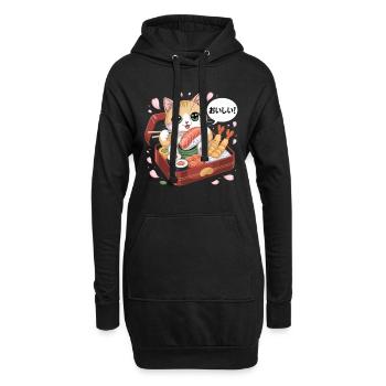 Chemise Sushi et Chats Mignon - Sweat-shirt à capuche long Femme - noir - Devant