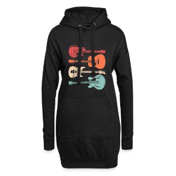 Coole Gitarristen Akustikgitarristen im Retro-Stil - Hoodie-Kleid - Schwarz - Vorne