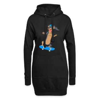 Dackel Skateboarding T-Shirt - Hoodie-Kleid - Schwarz - Vorne