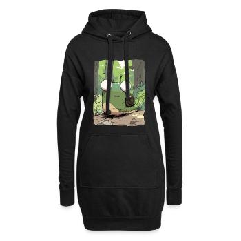 Escargot de dessin animé avec de grands yeux dans la forêt - Sweat-shirt à capuche long Femme - noir - Devant