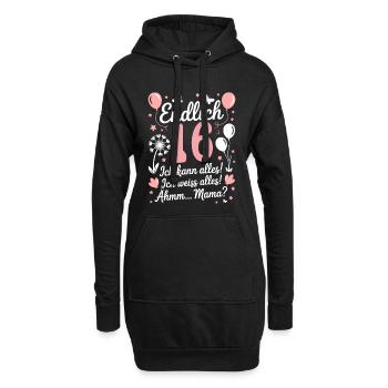 Enfin 16 anniversaire 16 ans cadeau fille - Sweat-shirt à capuche long Femme - noir - Devant