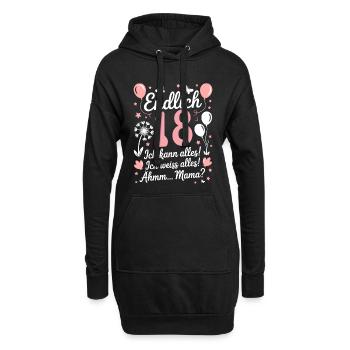 Enfin 18 anniversaire 18 ans cadeau dire - Sweat-shirt à capuche long Femme - noir - Devant