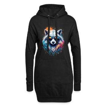 Chien cool avec lunettes de soleil et Color Explosion Neo - Sweat-shirt à capuche long Femme - noir - Devant