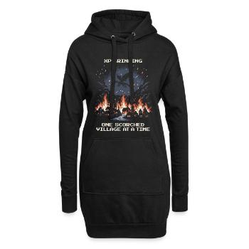 XP grinden: Dorf für Dorf verbrannt | Drache - Hoodie-Kleid - Schwarz - Vorne