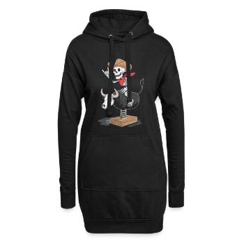 Cow-boy squelette sur la mécanique du taureau - Sweat-shirt à capuche long Femme - noir - Devant