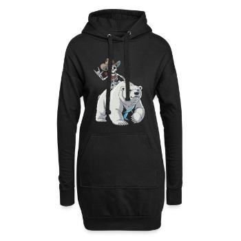 Skelett Cowboy auf Eisbär - Hoodie-Kleid - Schwarz - Vorne