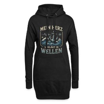 Mon cœur bat par vagues - Sweat-shirt à capuche long Femme - noir - Devant