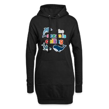 The Ocean is Calling – bunte Meerwelt - Hoodie-Kleid - Schwarz - Vorne