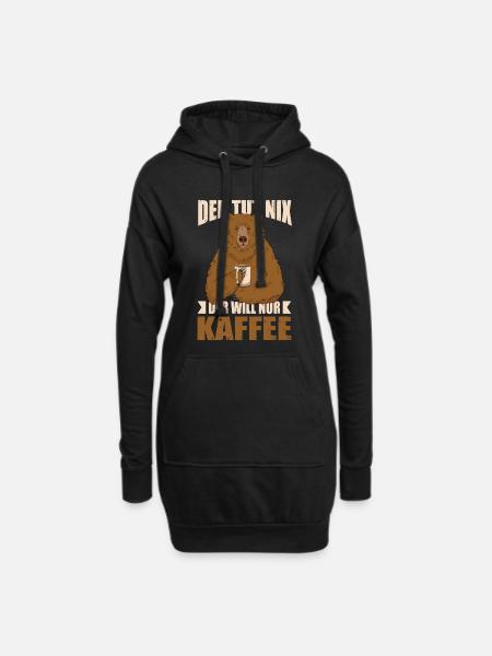 Kaffee Geschenk Bär Kaffeeliebhaber Männer - Hoodie-Kleid - Schwarz
