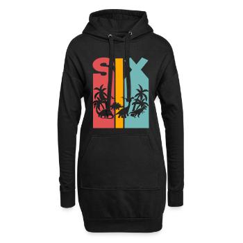 6ème anniversaire dinosaure - Sweat-shirt à capuche long Femme - noir - Devant