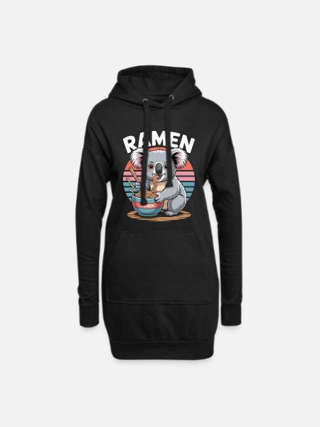 Ramen Koala im Retro Sunset - Hoodie-Kleid - Schwarz
