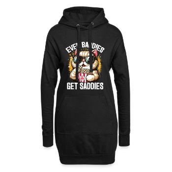Cool Cat Meme – Even Baddies Get Saddies Funny Pop - Sweat-shirt à capuche long Femme - noir - Devant