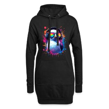 Kopfhörer Möwe Neon Splash Festival Ostsee Nordsee - Hoodie-Kleid - Schwarz - Vorne