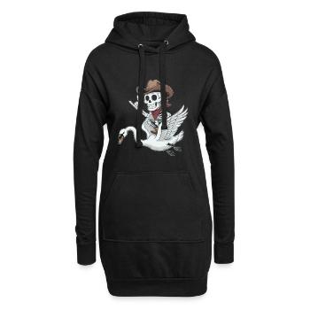 Squelette cow-boy sur cygne - Sweat-shirt à capuche long Femme - noir - Devant
