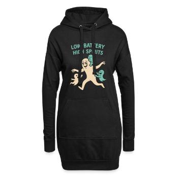 Schwache Batterie Gute Laune Lustige Halloween Eltern - Hoodie-Kleid - Schwarz - Vorne