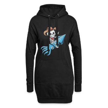 Cow-boy squelette sur pieuvre - Sweat-shirt à capuche long Femme - noir - Devant