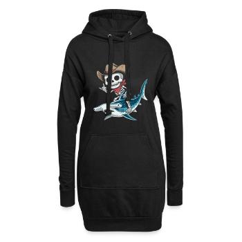 Skelett Cowboy reitet Hammer-Hai - Hoodie-Kleid - Schwarz - Vorne