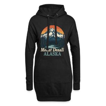 Mount Denali Alaska Retro Landschaft - Hoodie-Kleid - Schwarz - Vorne