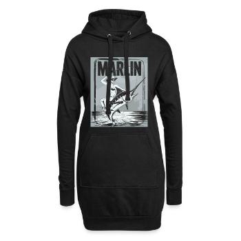 Marlin Anglerin Retro - Hoodie-Kleid - Schwarz - Vorne