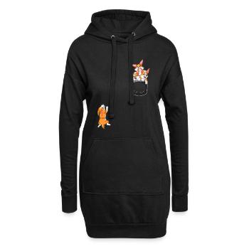 Chemise drôle de corgi style seau à poches - Sweat-shirt à capuche long Femme - noir - Devant