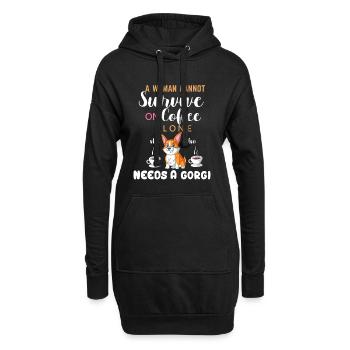 Femme a besoin de café et de chemise drôle de corgi - Sweat-shirt à capuche long Femme - noir - Devant