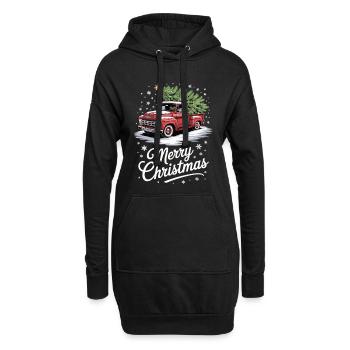 Chemise de joyeux Noël avec camion rouge et neige - Sweat-shirt à capuche long Femme - noir - Devant