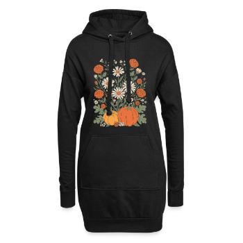 Fleurs automnales et citrouilles Illustration - Sweat-shirt à capuche long Femme - noir - Devant