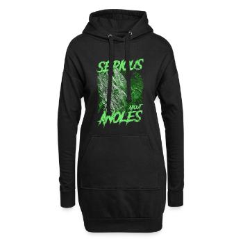 Ernsthaft über den kubanischen Ritter Anolis Reptilienhalter - Hoodie-Kleid - Schwarz - Vorne