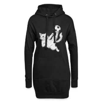 football, footballeur, joueur de football, chat - Sweat-shirt à capuche long Femme - noir - Devant