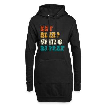 Essen Schlafen Skifahren Wiederholen - Hoodie-Kleid - Schwarz - Vorne