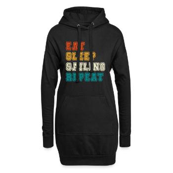 Eat Sleep Sailing Repeat - Hoodie-Kleid - Schwarz - Vorne