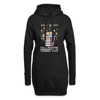 Nebenquest: Blatt im Wäscheberg | Homeschool - Hoodie-Kleid - Schwarz - Vorne