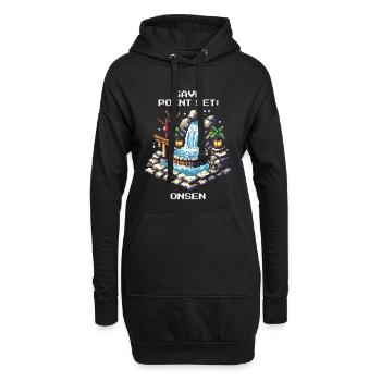 Speicherpunkt gesetzt: Onsen | Japan Reise - Hoodie-Kleid - Schwarz - Vorne