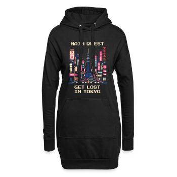 Quête principale : Se perdre à Tokyo | City trip Japon - Sweat-shirt à capuche long Femme - noir - Devant