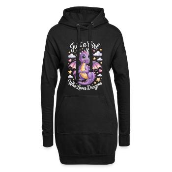 Juste une fille qui aime les dragons Chemise de dragon mignon - Sweat-shirt à capuche long Femme - noir - Devant