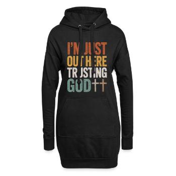 J’ai confiance en Dieu ici - Sweat-shirt à capuche long Femme - noir - Devant