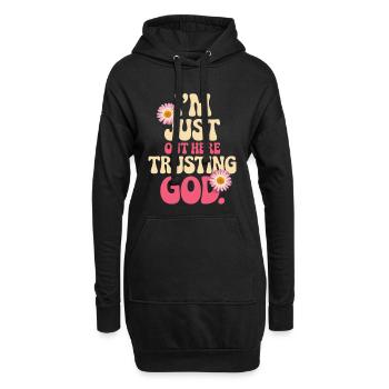 Je fais confiance à Dieu ici - Sweat-shirt à capuche long Femme - noir - Devant