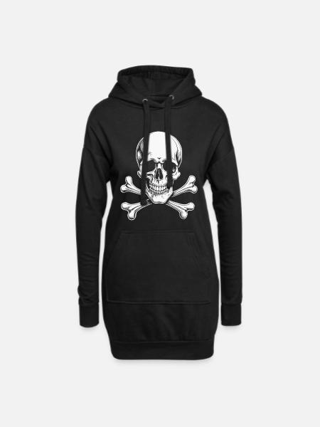 Classic Jolly Roger Skull - Hoodie Dress - black