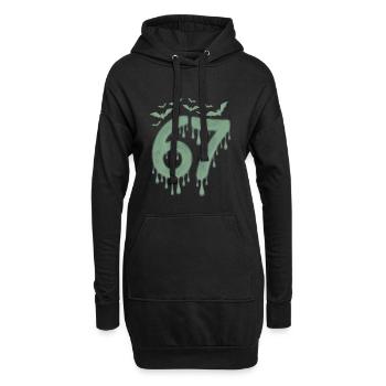 Bave verte : 67 avec les chauves-souris - Sweat-shirt à capuche long Femme - noir - Devant