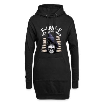 Rabe über Schädel und Bücherwelt - Hoodie-Kleid - Schwarz - Vorne