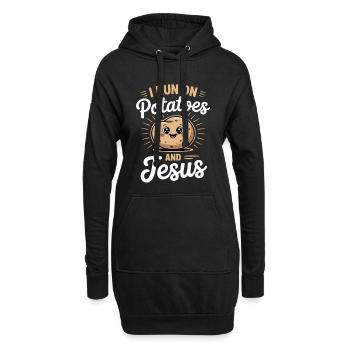 I Run On Potatoes And Jesus - Hoodie-Kleid - Schwarz - Vorne