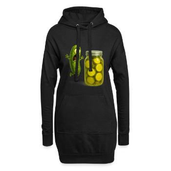 Cornichon Effrayé et Bocal Humoristique - Sweat-shirt à capuche long Femme - noir - Devant