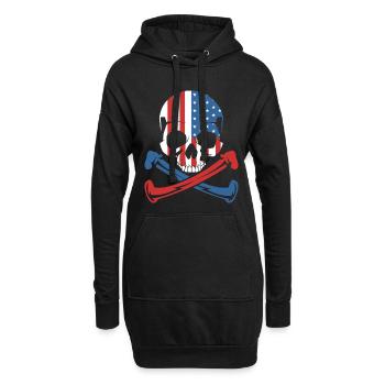 Chemise avec le drapeau américain en forme de crâne - Sweat-shirt à capuche long Femme - noir - Devant