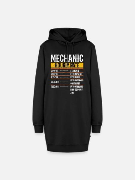 Mechanic Hourly Rate Auto Car Mechanic Labor Rate - Hoodie-Kleid - Schwarz