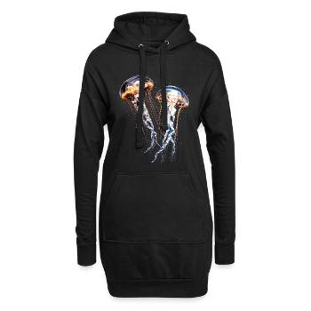 Qualle Jellyfish Feuerqualle Medusa Süße Quallen - Hoodie-Kleid - Schwarz - Vorne