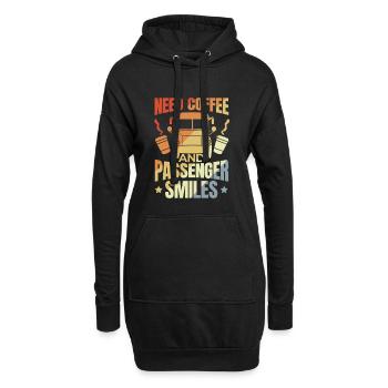 Besoin de café et de sourires pour les passagers - Sweat-shirt à capuche long Femme - noir - Devant