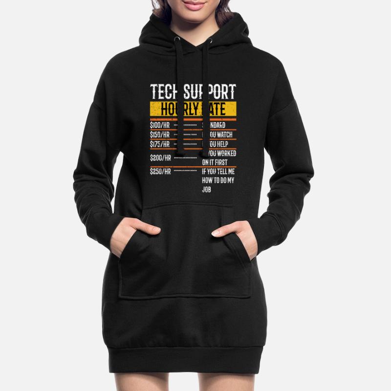Tech Support Hourly Rate Programmer Technical Hoodie-Kleid