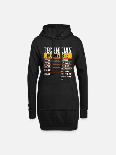 Technician Hourly Rate Maintenance Technician Tech - Hoodie-Kleid - Schwarz